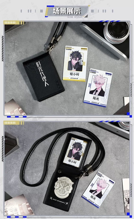 66387 LinkClick Metal Badge Leather Card Holder Set